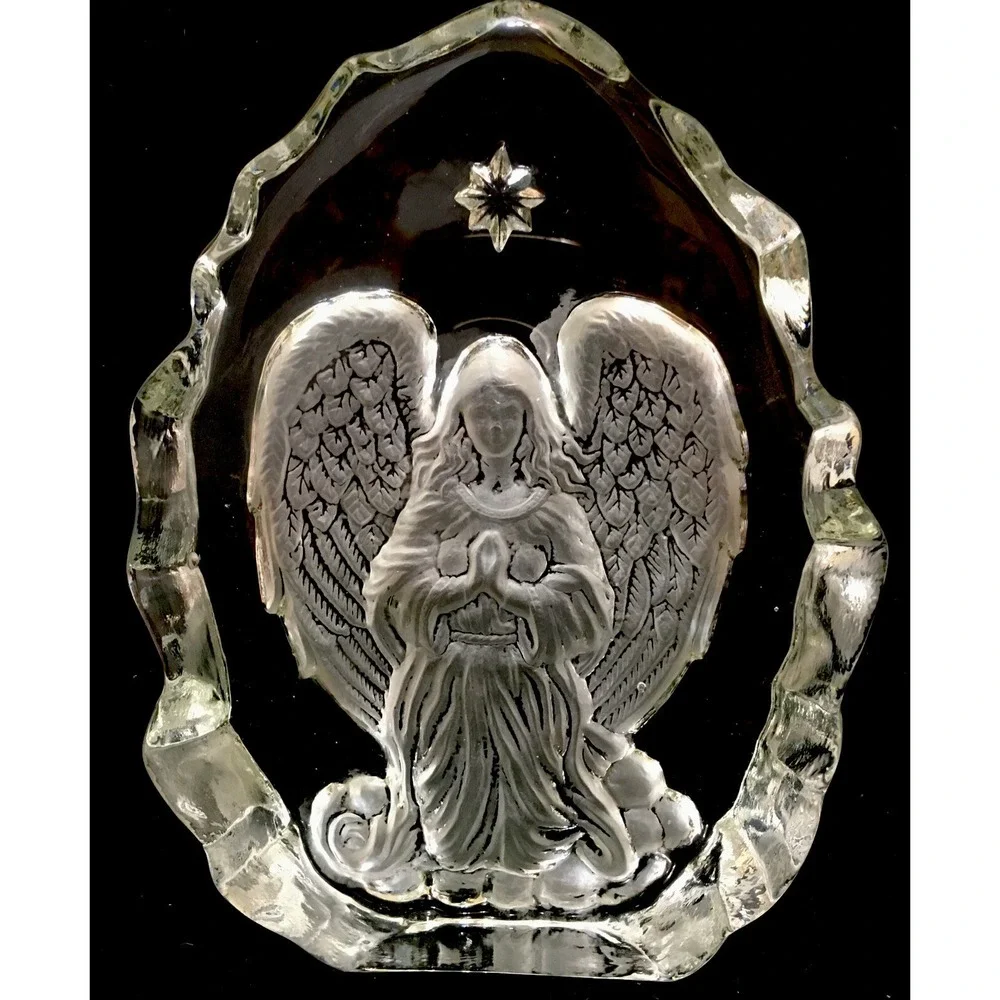 Fifth Avenue 3 Dimensional Angel Sculpture Solid Glass Christmas Spiritual Gift